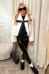 Nina cream faux fur short coat