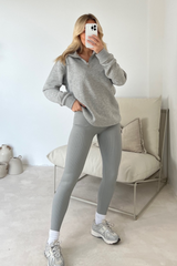 Kallie melange grey 3/4 sweater and legging set