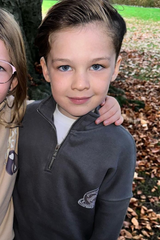 Mini chrome planet steel grey printed 3/4 zip sweater