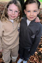 Mini chrome planet steel grey printed 3/4 zip sweater