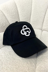G monogram black embroidered baseball cap