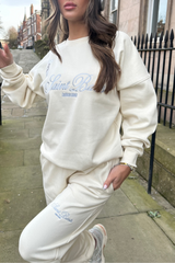 Saint Barts ecru embroidered sweater joggers loungewear