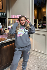 To the moon steel grey printed hoodie & jogger set