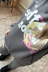 To the moon steel grey printed hoodie & jogger set