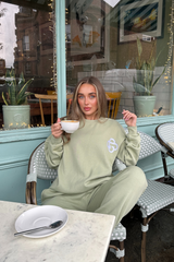 G monogram sage embroidered sweater joggers loungewear
