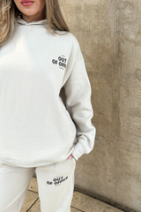 Out of office bone printed hoodie & jogger set