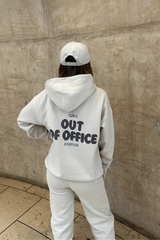 Out of office bone printed hoodie & jogger set