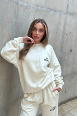 Out of office ecru printed sweater joggers premium loungewear