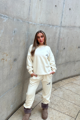 Out of office ecru printed sweater joggers premium loungewear