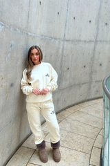 Out of office ecru printed sweater joggers premium loungewear