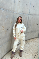 Out of office ecru printed sweater joggers premium loungewear