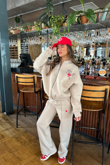 Now or never bone printed bomber jacket and straight leg jogger