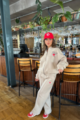 Now or never bone printed bomber jacket and straight leg jogger