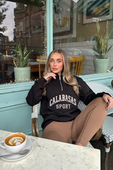 Calabasas black & taupe embroidered 3/4 sweater and legging set