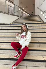 Calabasas ecru & burgundy embroidered sweater and legging set