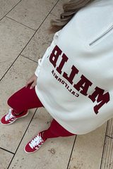 Malibu ecru & burgundy printed 3/4 sweater and legging set