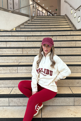 Malibu ecru & burgundy printed 3/4 sweater and legging set