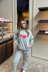 New York sport club melange grey printed hoodie joggers premium loungewear