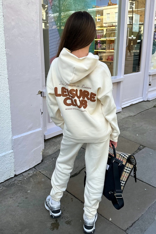 Mini Leisure club ecru printed hoodie and joggers