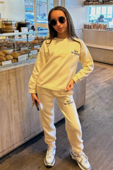 Mini Out of office ecru printed sweater and joggers