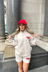 Leisure club bone printed 3/4 zip sweater shorts loungewear