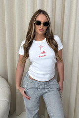 La Siesta pink print white baby tee