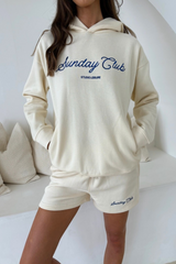 Studio leisure sunday ecru embroidered hoodie