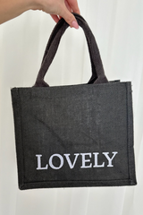 Lovely black & white embroidered Mini Tote