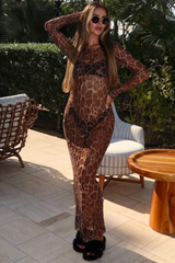 Gabriella leopard mesh maxi dress