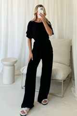 Isla black side tie lounge set