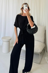 Isla black side tie lounge set