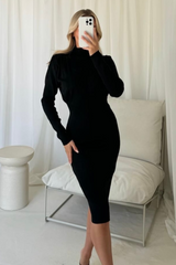 Eva black bodycon dress