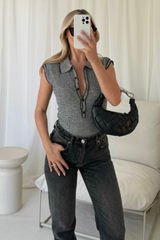 Avery black striped knit bodysuit