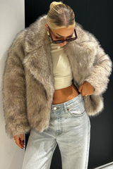Olivia beige faux fur coat