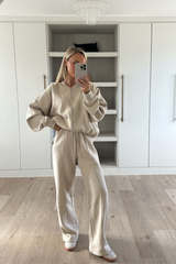 Rosie beige bomber jacket and straight leg jogger loungewear