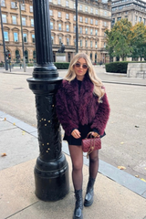Sasha burgundy mongolian faux fur coat