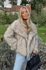 Olivia beige faux fur coat