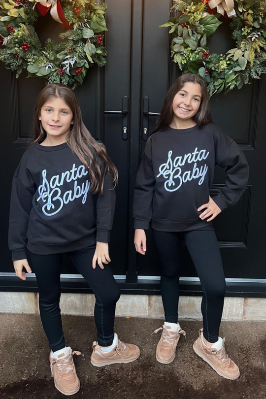 Mini Santa baby black embroidered sweater