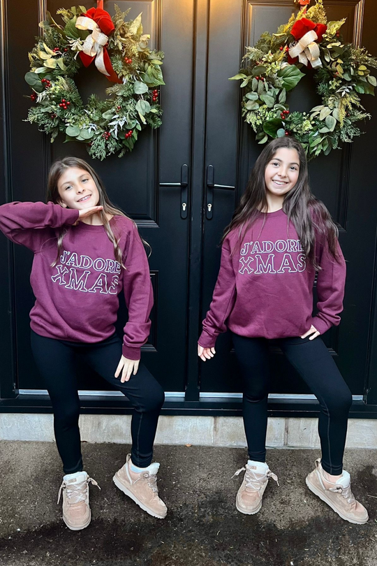 Mini J'adore Xmas burgundy embroidered sweater