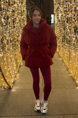 Alaska burgundy short padded duvet button up coat