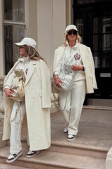 St Moritz ivory embroidered zip sweatshirt & wide leg trousers loungewear