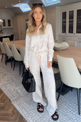 Seline cream satin geometric print co-ord