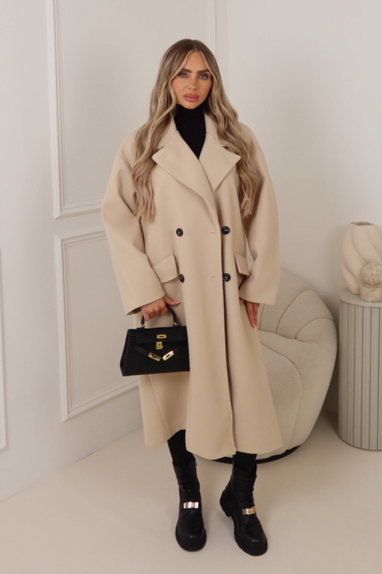 Casey beige longline tailored jacket