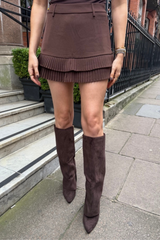 Brooke chocolate faux suede knee high heeled boots