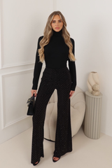 AMIRA BLACK DIAMANTE STRETCH TROUSERS