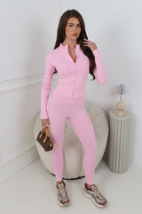 CARLY BABY PINK ZIP JACKET AND LEGGINGS ACTIVEWEAR
