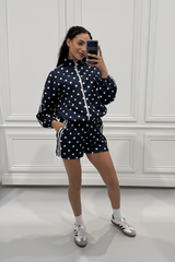 BONNIE NAVY POLKA DOT STRIPE SHORT CO ORD SET