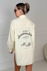 GLAMIFY PRINTED SUNSHINE STATE LEMON STRIPED BASIC LONG SLEEVE SHIRT