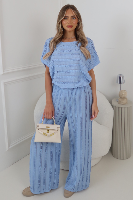 TIFFANY BABY BLUE RUFFLE TROUSER CO ORD