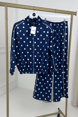 KAIA NAVY POLKA DOT TRACKSUIT TWO PIECE SET